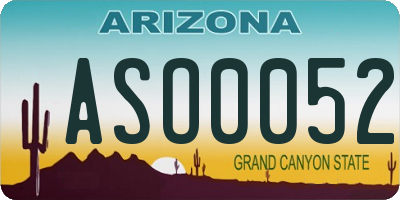 AZ license plate ASO0052