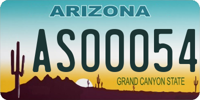 AZ license plate ASO0054