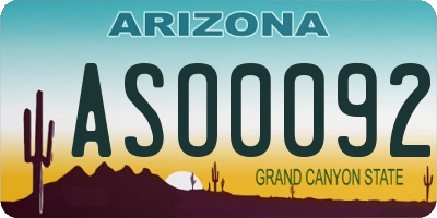AZ license plate ASO0092
