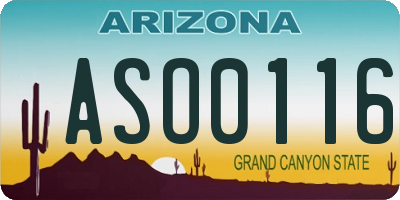 AZ license plate ASO0116