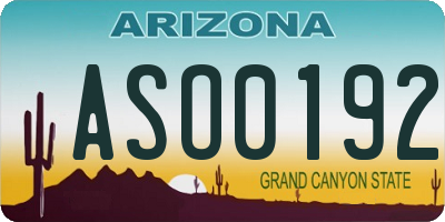 AZ license plate ASO0192