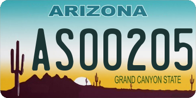 AZ license plate ASO0205