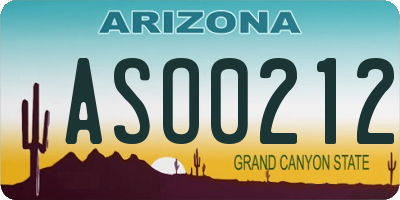 AZ license plate ASO0212