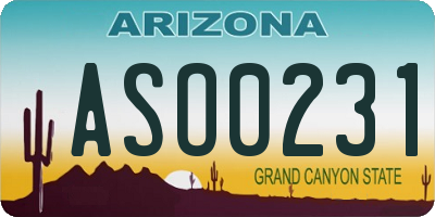 AZ license plate ASO0231