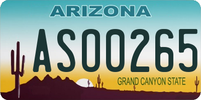 AZ license plate ASO0265
