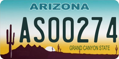 AZ license plate ASO0274