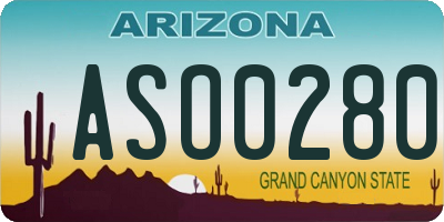 AZ license plate ASO0280