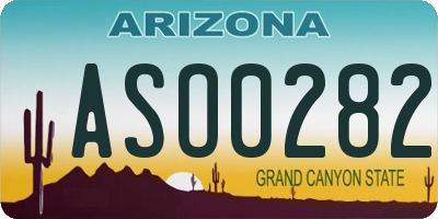 AZ license plate ASO0282