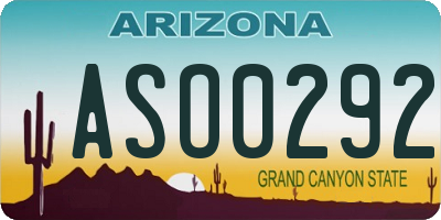 AZ license plate ASO0292