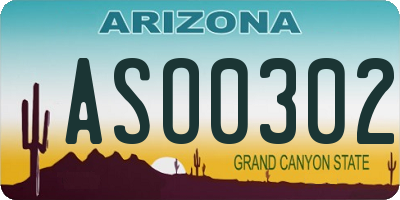 AZ license plate ASO0302