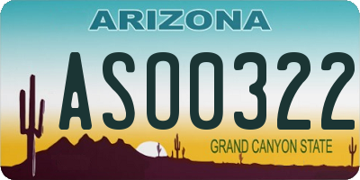 AZ license plate ASO0322