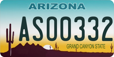 AZ license plate ASO0332