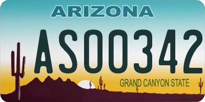 AZ license plate ASO0342