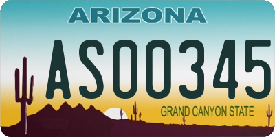 AZ license plate ASO0345