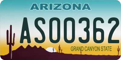 AZ license plate ASO0362