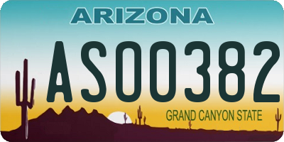 AZ license plate ASO0382