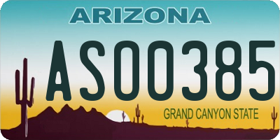 AZ license plate ASO0385