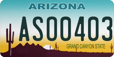 AZ license plate ASO0403