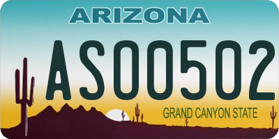 AZ license plate ASO0502