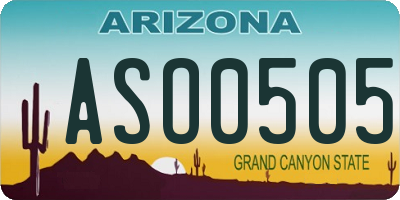 AZ license plate ASO0505