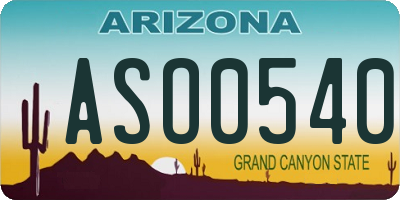 AZ license plate ASO0540
