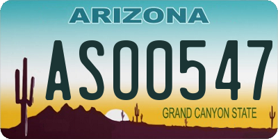 AZ license plate ASO0547