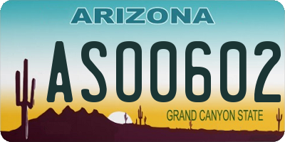 AZ license plate ASO0602