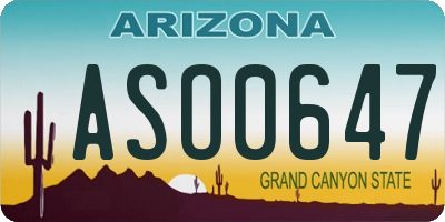 AZ license plate ASO0647