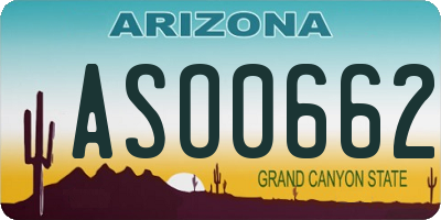 AZ license plate ASO0662