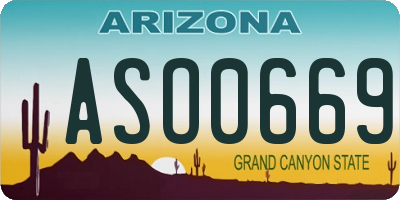 AZ license plate ASO0669