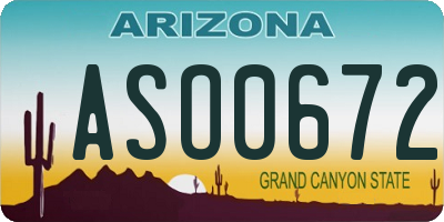 AZ license plate ASO0672