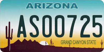 AZ license plate ASO0725
