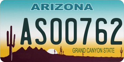 AZ license plate ASO0762