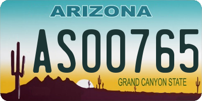 AZ license plate ASO0765