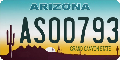 AZ license plate ASO0793
