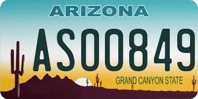 AZ license plate ASO0849