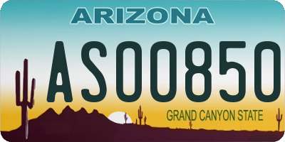 AZ license plate ASO0850
