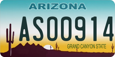 AZ license plate ASO0914