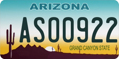 AZ license plate ASO0922