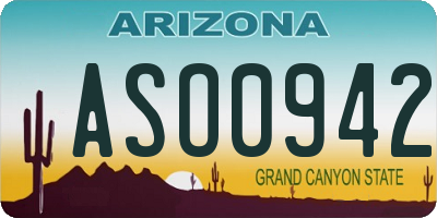 AZ license plate ASO0942