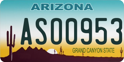 AZ license plate ASO0953