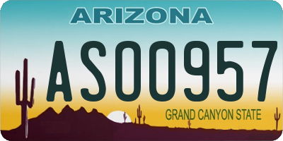 AZ license plate ASO0957