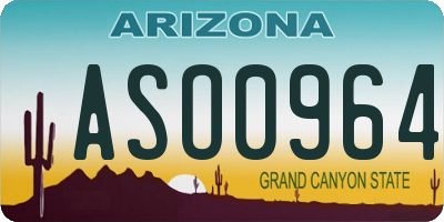AZ license plate ASO0964