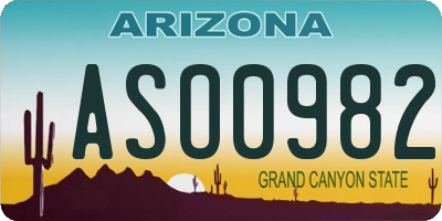 AZ license plate ASO0982