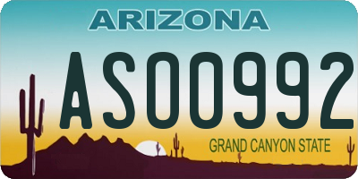 AZ license plate ASO0992