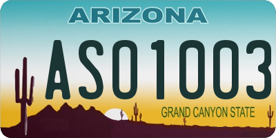 AZ license plate ASO1003