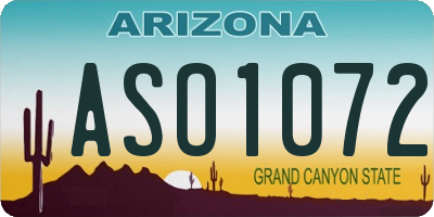 AZ license plate ASO1072