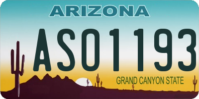 AZ license plate ASO1193