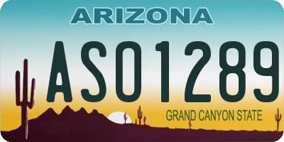 AZ license plate ASO1289