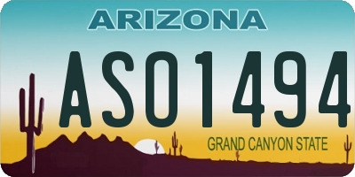 AZ license plate ASO1494